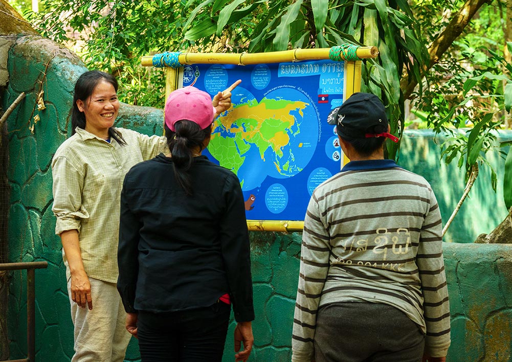 Eurasian otter zoo sign on display