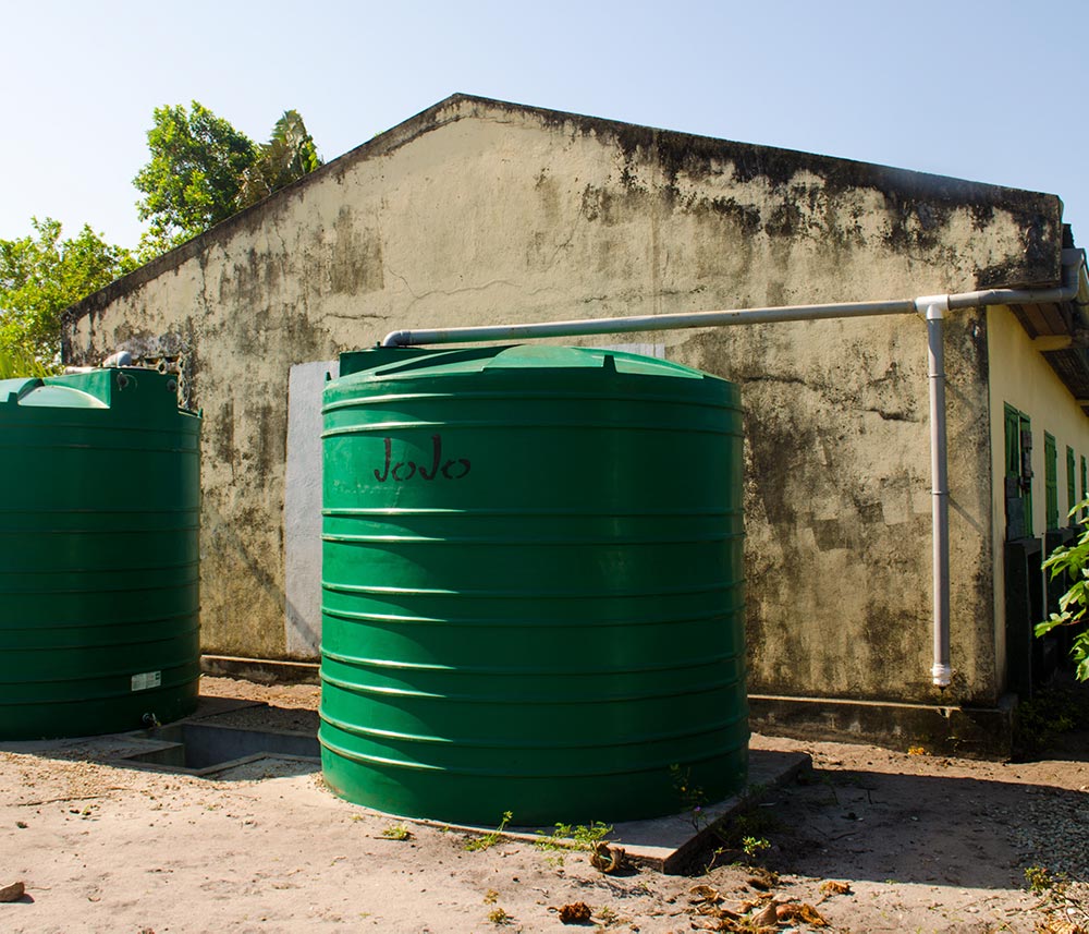 Rainwater harvesting tanks installed at the local school